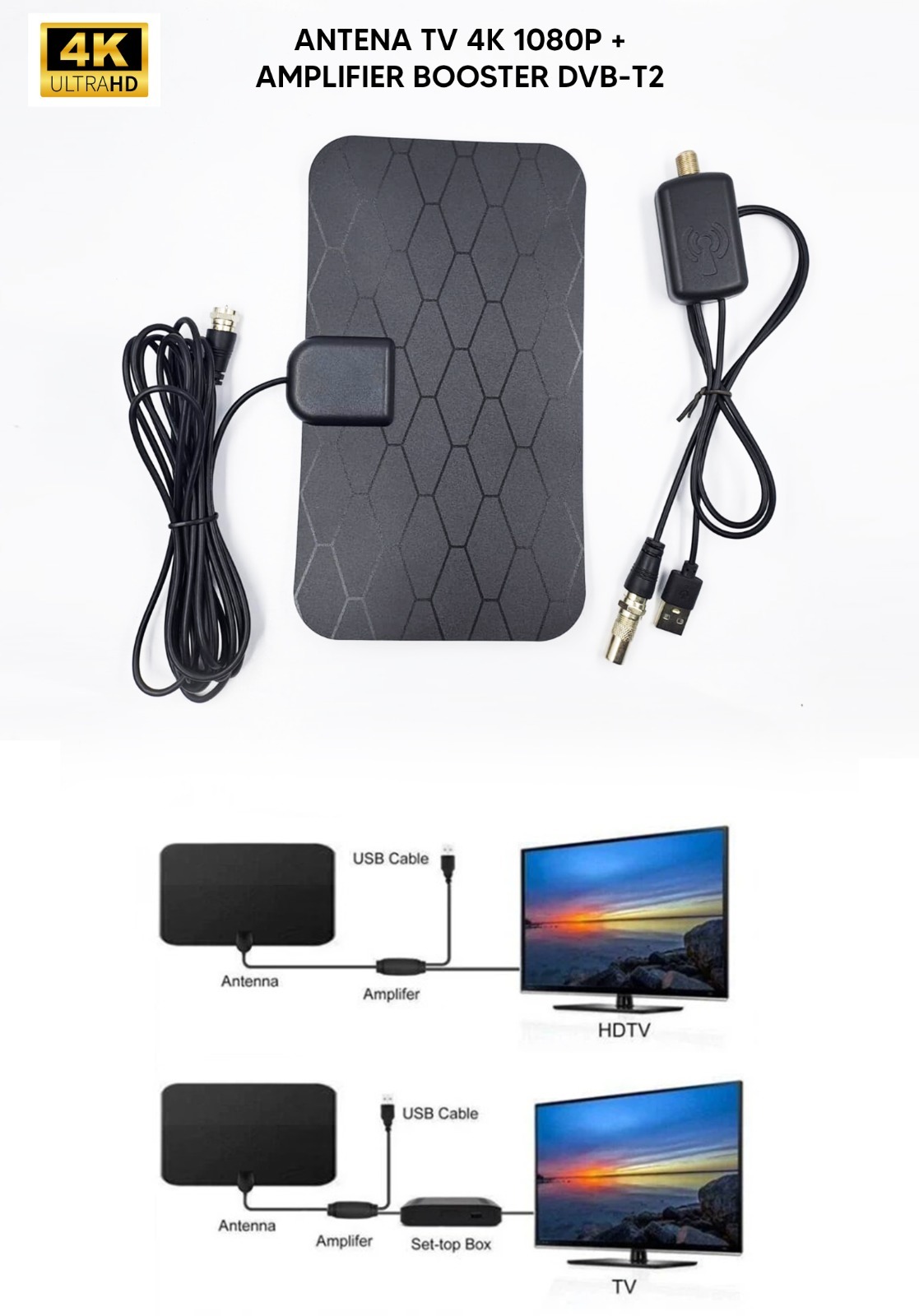 ANTENA TV 4K 1080P +AMPLIFIER BOOSTER DVB-T2
