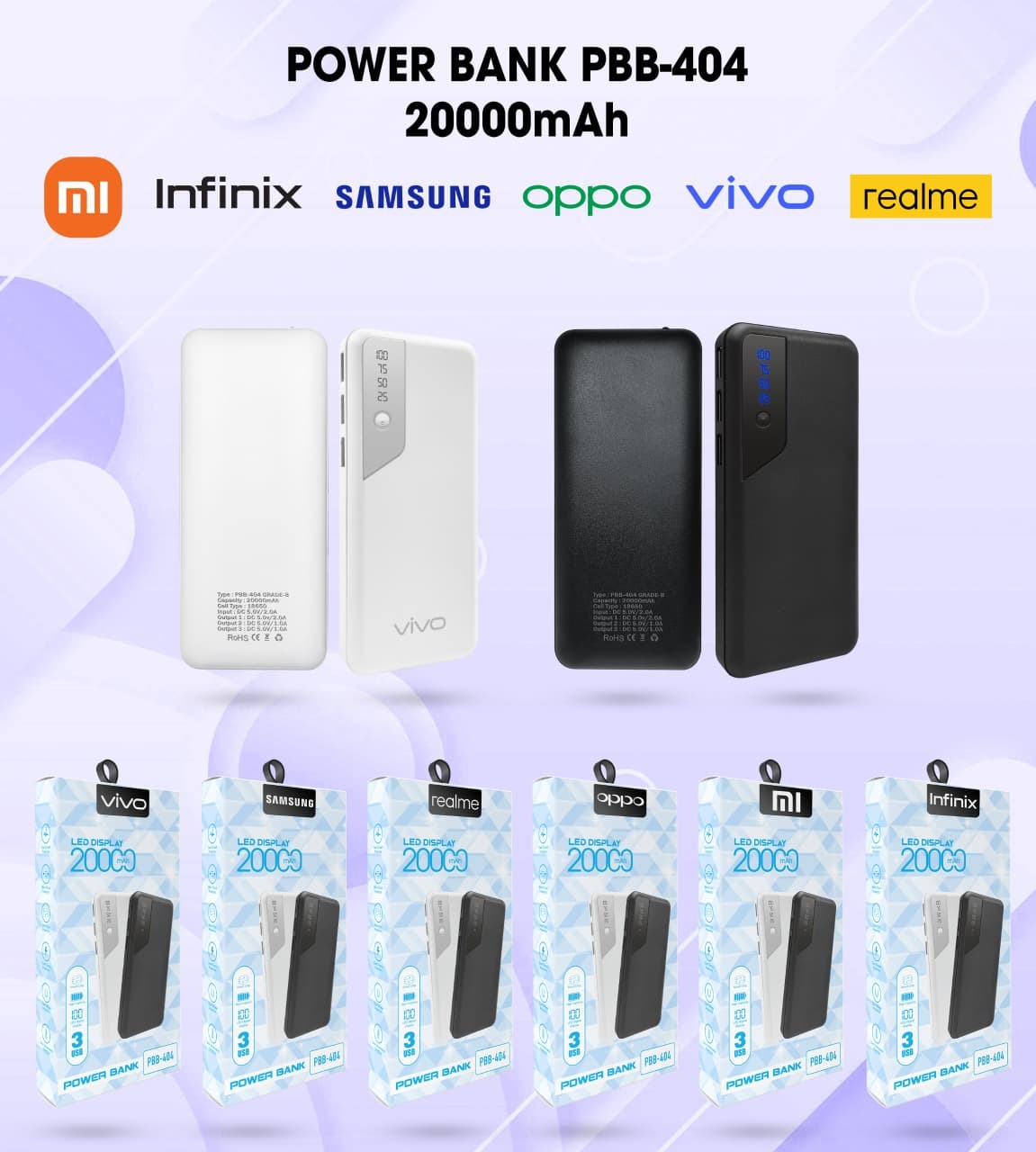 PP IMPORT PB PBB-404 LED 20000 MAH WHITE