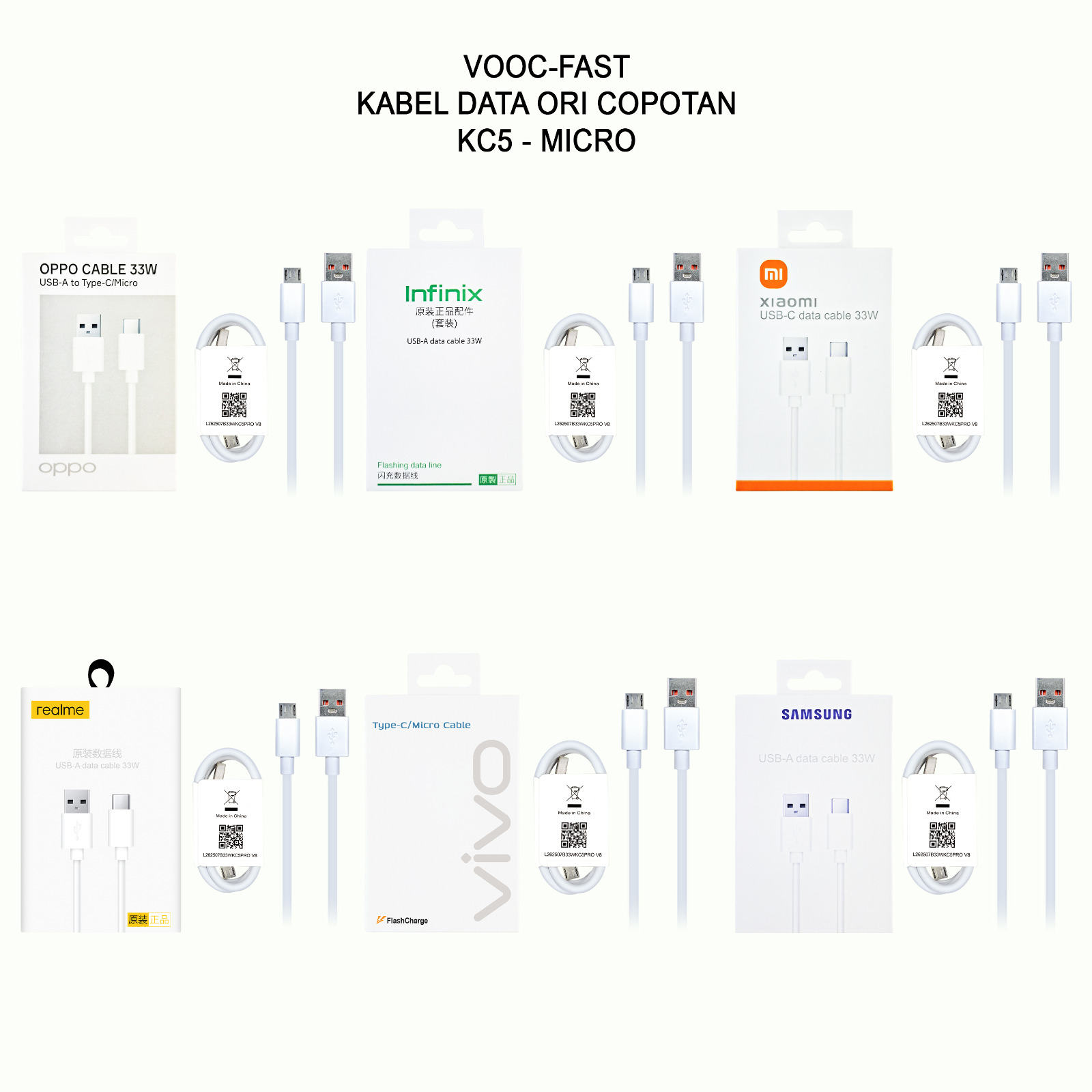 PP KD 99 INFINIX ORI 33W KC5 V8 WHITE ORI COPOTAN