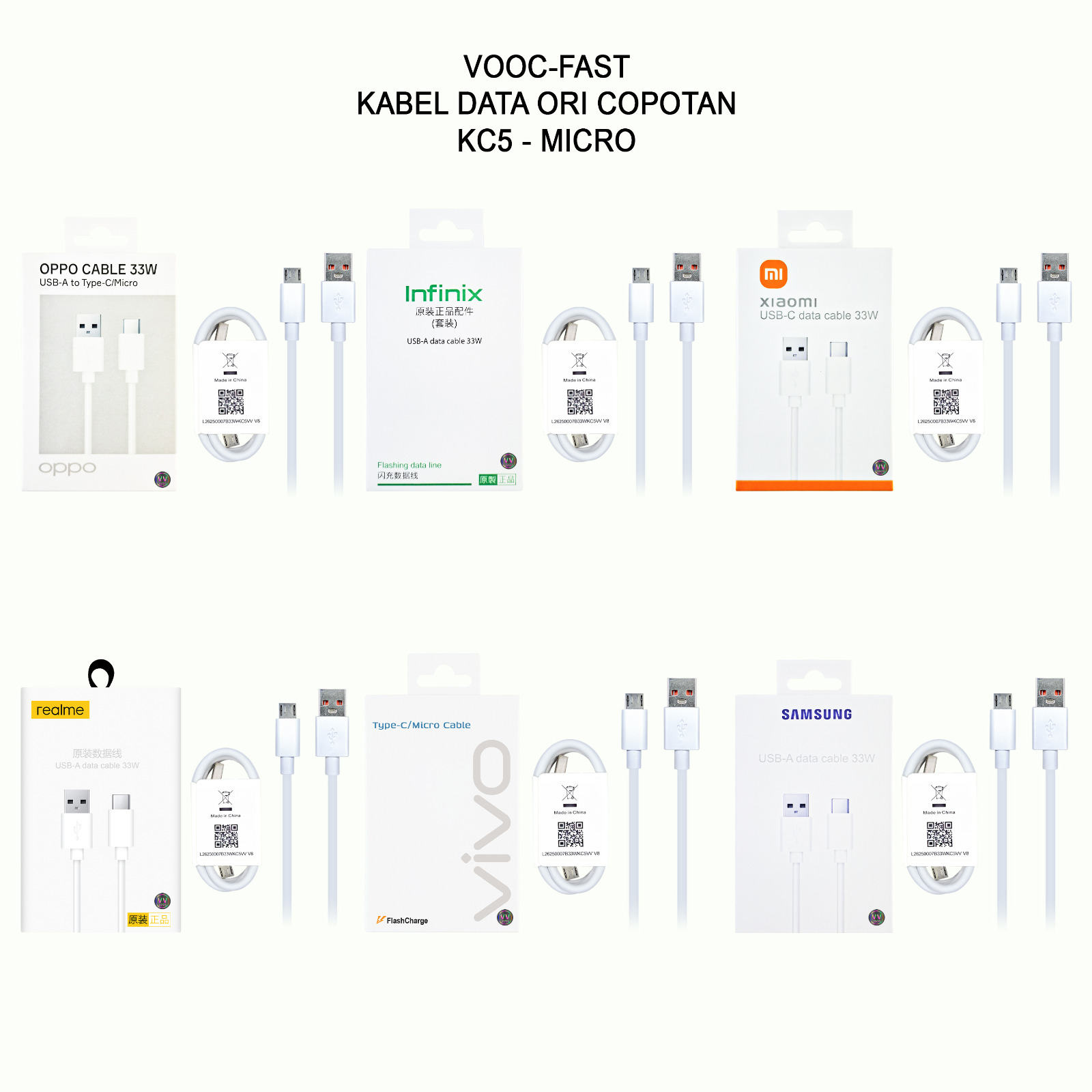 PP KD VV INFINIX ORI 33W KC5 V8 WHITE ORI COPOTAN