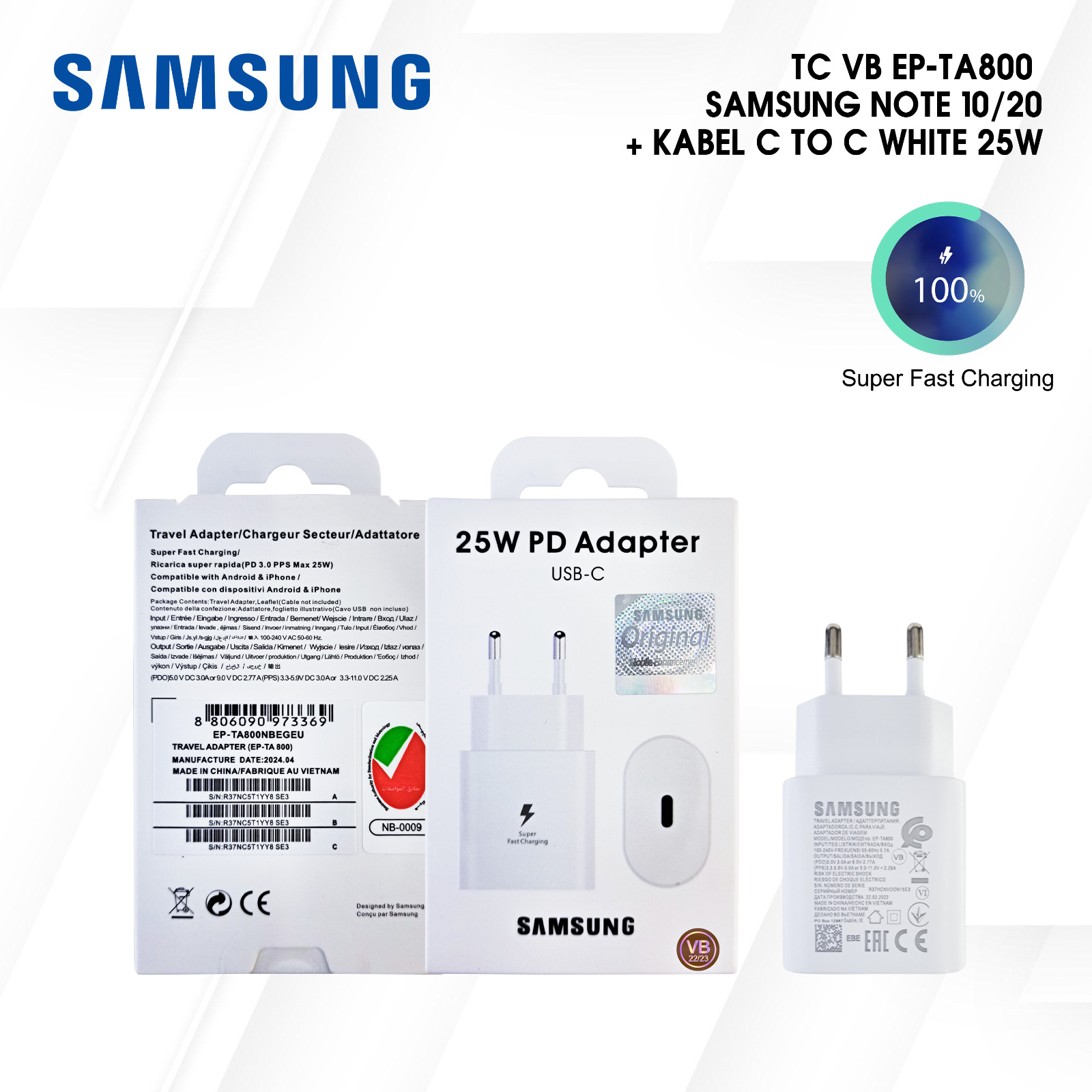 PP IMPORT BATOK VB EP-TA800 SAM NOTE 10 WHITE 25W FC